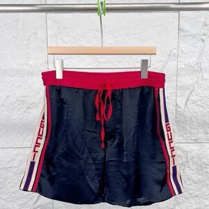 🚩steal Gucci Navy Athletic Shorts with Red Waistband and Side Stripe